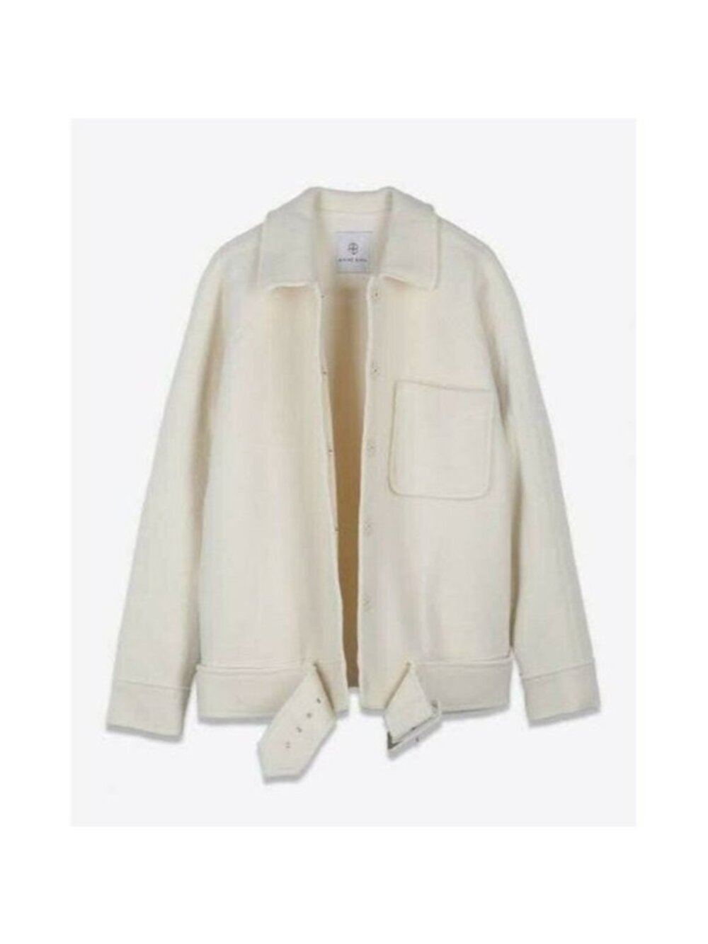 Anine Bing Womens Jacket White Cream Jaden Wool Coat Shirt Belted Size XS